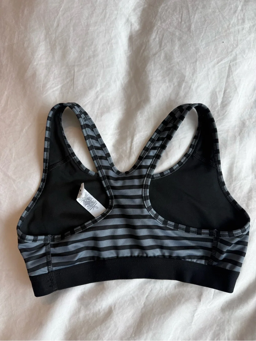 Nike Striped Black and Gray Racerback Sports Bra